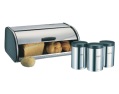 roll-top bread bin and matching tea coffee and sugar cannisters