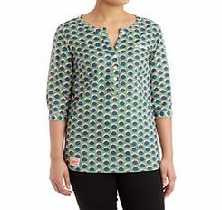 BRAKEBURN Green and blue pure cotton printed blouse