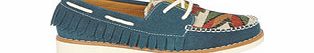 BRAKEBURN Womens Trapper teal Aztec moccasins