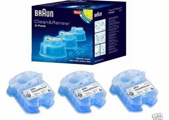 Braun CCR3 Mens Lemon Shaver Refill Cleaning Cartridges For Series 3 5 