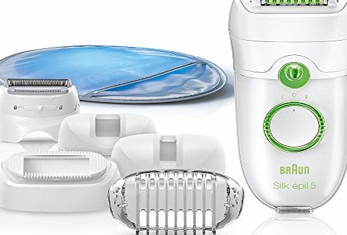 Braun Silk-Epil 5 Power 5780 Epilator with 7 Extras Including a Shaver Head and a Trimmer Cap