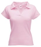Fruit of the Loom lady fit rib polo shirt Light pink M - size 12