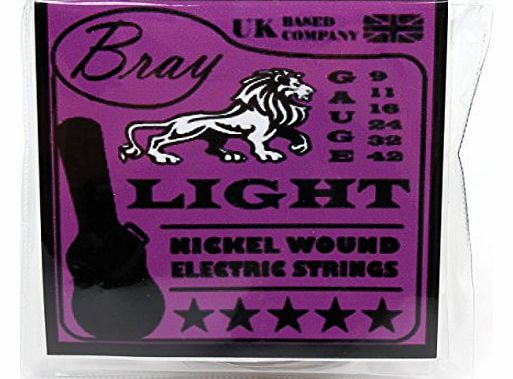 Bray Nickel Wound Electric Guitar Strings (09 - 42) Perfect For Fender, Gibson, Ibanez, Yamaha 