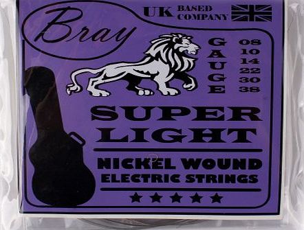 Super Light Nickel Wound Electric Guitar Strings (08 - 38) Perfect For Rockburn, Encore, Jaxville, Stagg, Tiger & Lindo Electric Guitars - Includes Vinyl Sticker