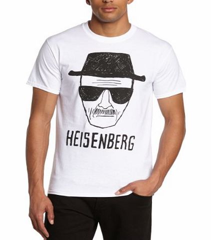 Mens Heisenberg Regular Fit Round Collar Short Sleeve T-Shirt, White, Medium