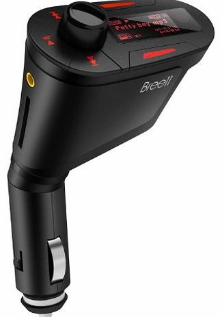 Breett FM Transmitter, Breett Car MP3 Player FM Transmitter with USB/SD card reader and AUX in with Remote, Audio Input Supports Ipod IPhone and all mobile phones, able to charge your mobile phone (Red)