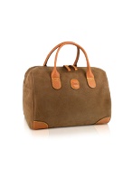 Life - Small Micro-Suede and Leather Boston Bag