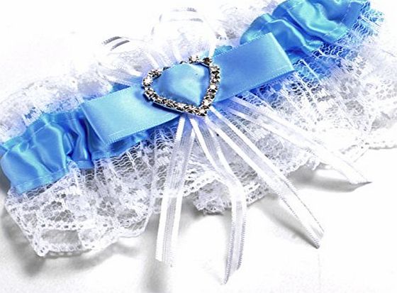 Bride Boutique Wedding Hen Party Bride To Be Satin amp; Lace Bridal Garter - Blue