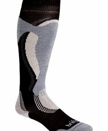 Bridgedale Ski Mens Midweight Control Fit Sock - Black/Stone, Size 6 - 8.5