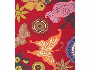 Brink and Campman Xian Butterfly Rugs Red Rugs 70 x 140cm