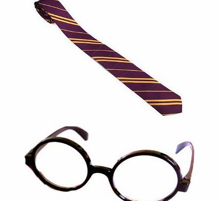 Harry Potter Boy Wizard Hogwarts School Tie amp; Glasses