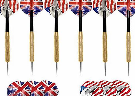 British Darts 6 Pack Darts Set UK amp; US Flag Flights New - MADE IN BRITAIN