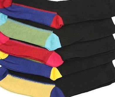 Britwear 5 pairs of Kids Boys Cotton Rich Chain Store Design Coloured Heel & Toe Socks Sock Size:12 - 3 C