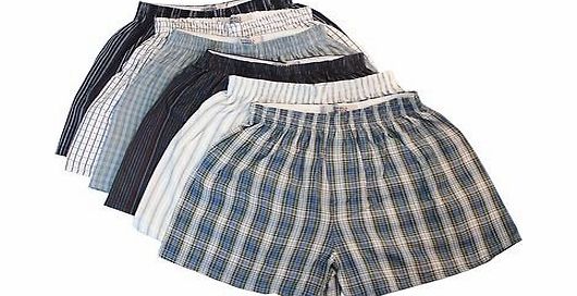 6 x Woven Classic Cotton Blend Loose Boxer Shorts with Elastic Waist Band Underwear Size:Medium