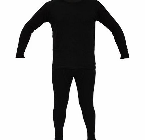 Britwear Kids Thermal Winter Warm Underwear Set Long John Bottom and Long Sleeve Top Size:Age 6-8 Years (Unisex Boy Girl Children) Colour:Black