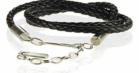 Broadfashion Womens Fashion Adjustable Faux Leather Skinny Braided Chain Belt (Black)
