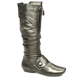 Female Cody 2-Button Knee Leather Upper in Black