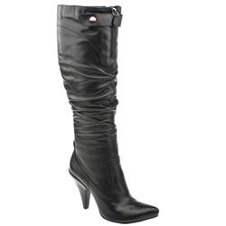 Female Gioia Zip Knee Leather Upper in Black