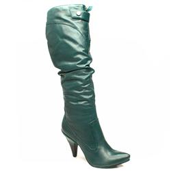 Female Gioia Zip Knee Leather Upper in Green