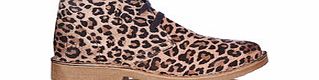 Bronx Peach leather leopard print ankle boots