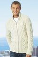 zip-through cable knit cardigan