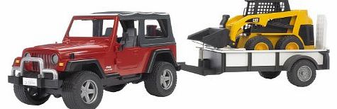 Jeep Wrangler Unlimited with One Axle Trailer and Cat Skid Steer Load