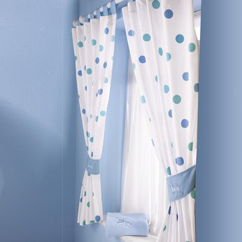 Blue Spotty Zebra Curtains and Tiebacks