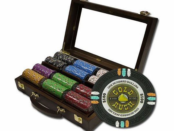Brybelly 300Ct Claysmith Gaming ``Gold Rush`` Chip Set in Walnut Case