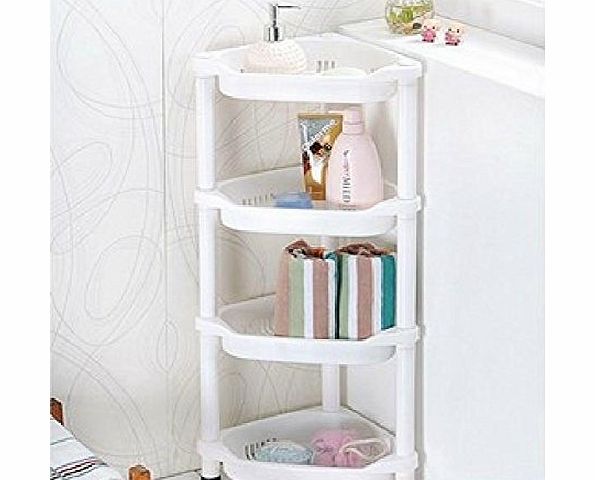 BSL Shower Caddy Corner Rust Proof White Shelf Kitchen Bathroom Storage Unit 4 TIER