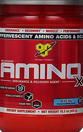 BSN Amino X Blue Raspberry Effervescent Instantized BCAA Powder 435g