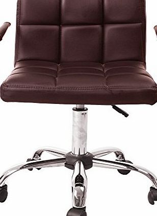 BTM (BTM) BREAKFAST BAR STOOL PU LEATHER BARSTOOL KITCHEN STOOLS CHROME OFFICE PC CHAIR (BROWN)