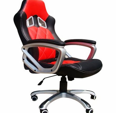 Office Chair Desk Chair Racing Chair Computer Chair Gaming chair with High Back PU Leather Executive (black&red)