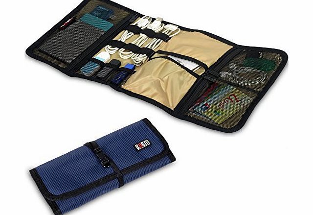 BUBM Damai Portable Wrap Universal Electronics Accessories Travel Organiser / Hard Drive Bag / Cable Stable (Dark Blue)