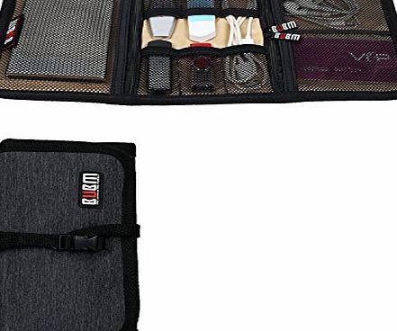 BUBM Portable Universal Wrap Electronics Accessories Travel Organizer / Hard Drive Bag / Cable Stable with Cable Tie CJB (Small, Black)