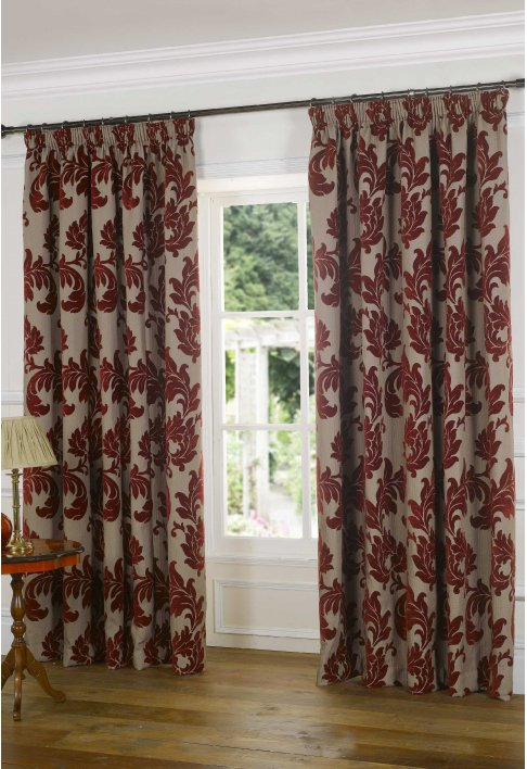 Buckingham Red Lined UK Made Curtains