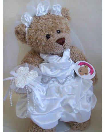 Build a Bear fit long Wedding Dress Veil & Flowers Teddy Bear Clothes