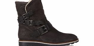Dark grey suede buckled ankle boots