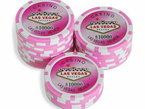 Bullets Poker Sleeve of 25 Las Vegas $10000 Pink Poker Chips Clay 11.5g