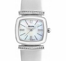 Bulova Ladies White Crystal Watch