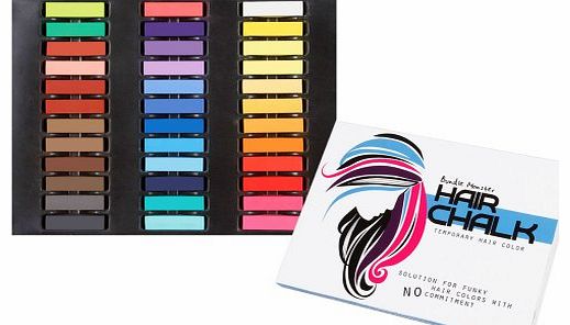 Bundle Monster Non-Toxic Temporary Hair Pastel Chalk Beauty Kit - Mix Color Variety Beauty Design, 36pc - UPC: 700580458573