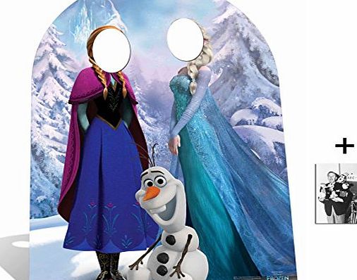 Fan Pack - Child Size Anna and Elsa with Olaf from Frozen Disney Cardboard Stand-in Cutout / Standee - Includes 8x10 (20x25cm) Photo