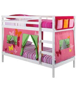 Bunk Bed Frame with Tent - White/Pink