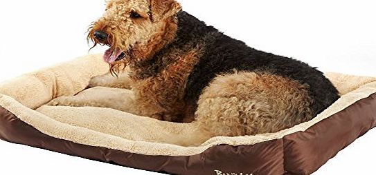 Bunty Deluxe Soft Washable Dog Pet Warm Basket Bed Cushion with Fleece Lining - Brown XX-Large
