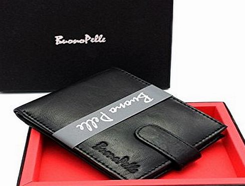 Buono Pelle Designer BUONO PELLE Real Leather Mens Wallet Credit Carder Holder Bifold Purse With Gift Box