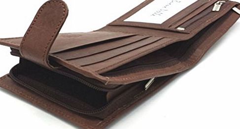 Buono Pelle MENS DESIGNER BUONO PELLE GENUINE REAL DISTRESSED LEATHER WALLET WITH LARGE ZIP COIN POCKET / POUCH GIFT BOXED