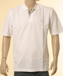 Mens White Polo Shirt With Trim on Inset