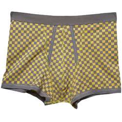 1 Pair of Yellow Checkerboard Print Trunk Underwear