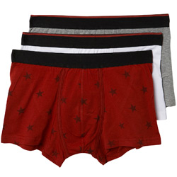 3PK Black/Red Stars Hipsters