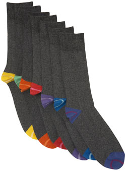 7 Pack Grey Ribbed Socks