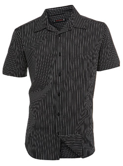Black and White Pinstripe Short Sleeve Casual Shirt